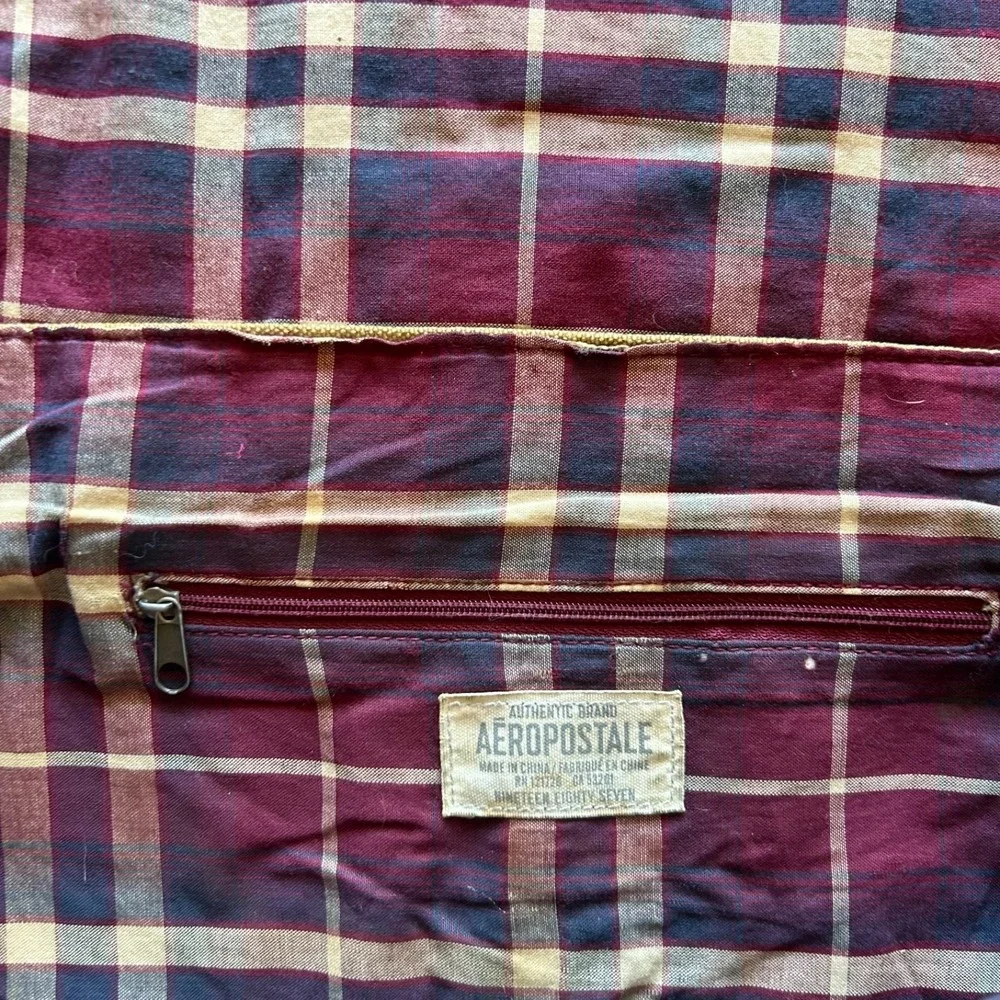 Vintage Y2K Aeropostale Canvas Messenger Bag Tan Brown Leather Shoulder Bag